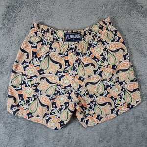 Vilebrequin Swim Trunks Mens M Moorea Paisley Turtle Print Unlined Drawstrings